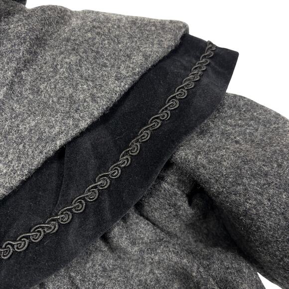 Rothschild Child's Wool Coat Sailor Collar Black Velvet Bow Girl Size 4 Rare Vtg - Picture 12 of 13